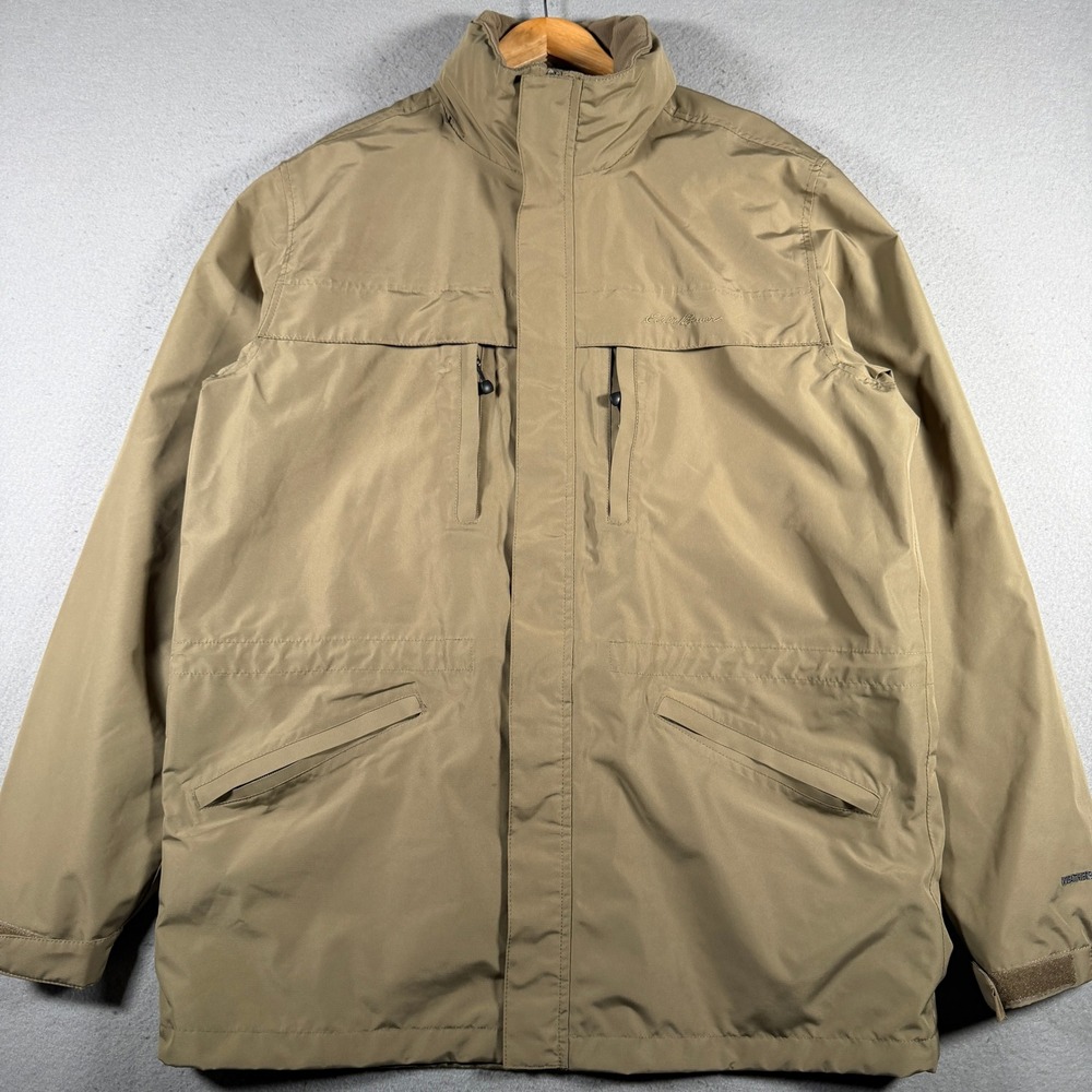 Eddie Bauer Mens WeatherEdge Tall Khaki Waterproof Breathable Parka Jacket L